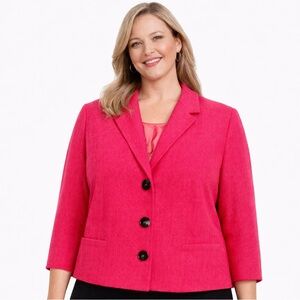 Coldwater Creek Cotton Blend Women's Fuchsia Pink Blazer Jacket Size XL